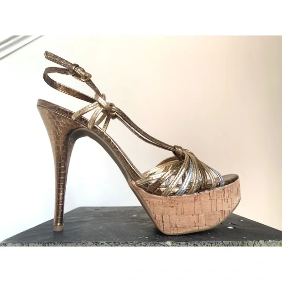 BCBGeneration Santos gold platform sandals, New, 7.5 - Picture 3 of 12